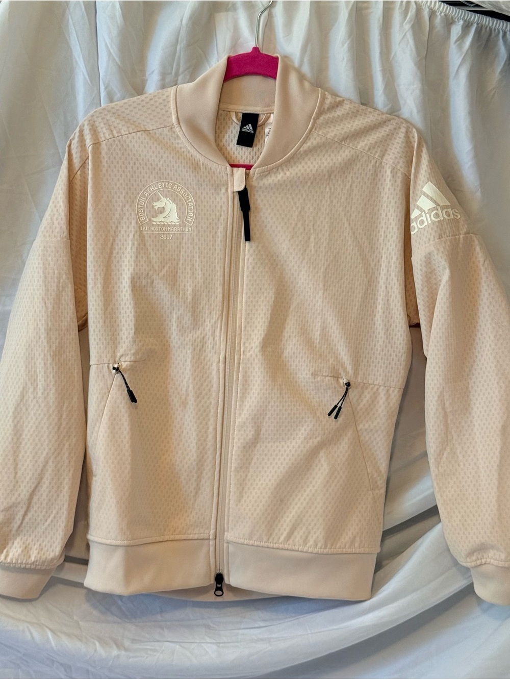 adidas Woman’s Off-White 121st Boston Marathon 2017 Mesh Track Jacket NWT (HH4)